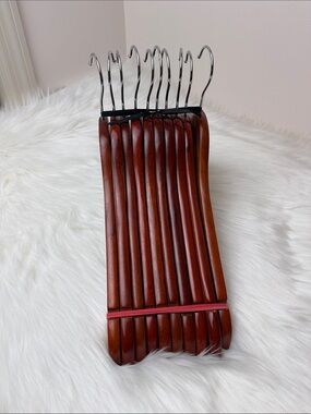 Wooden Shirt Hangers - Set of 10 in Warm Brown Mahogany